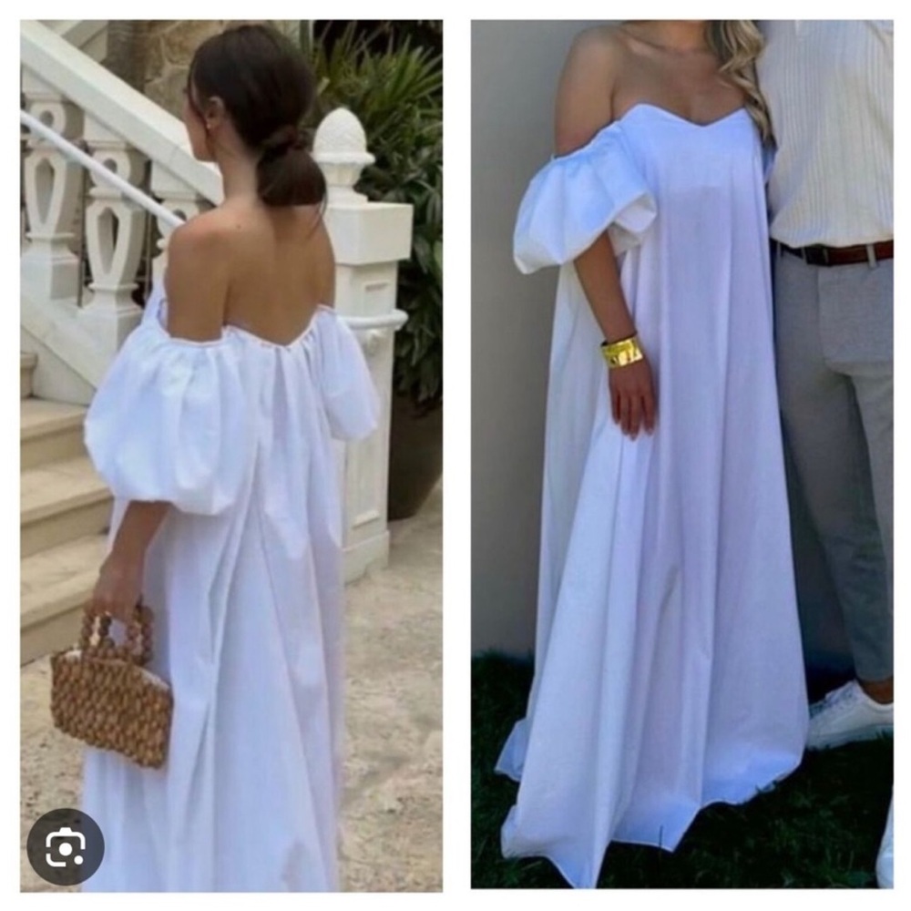 Caroline Constas White Off-Shoulder Maxi Dress